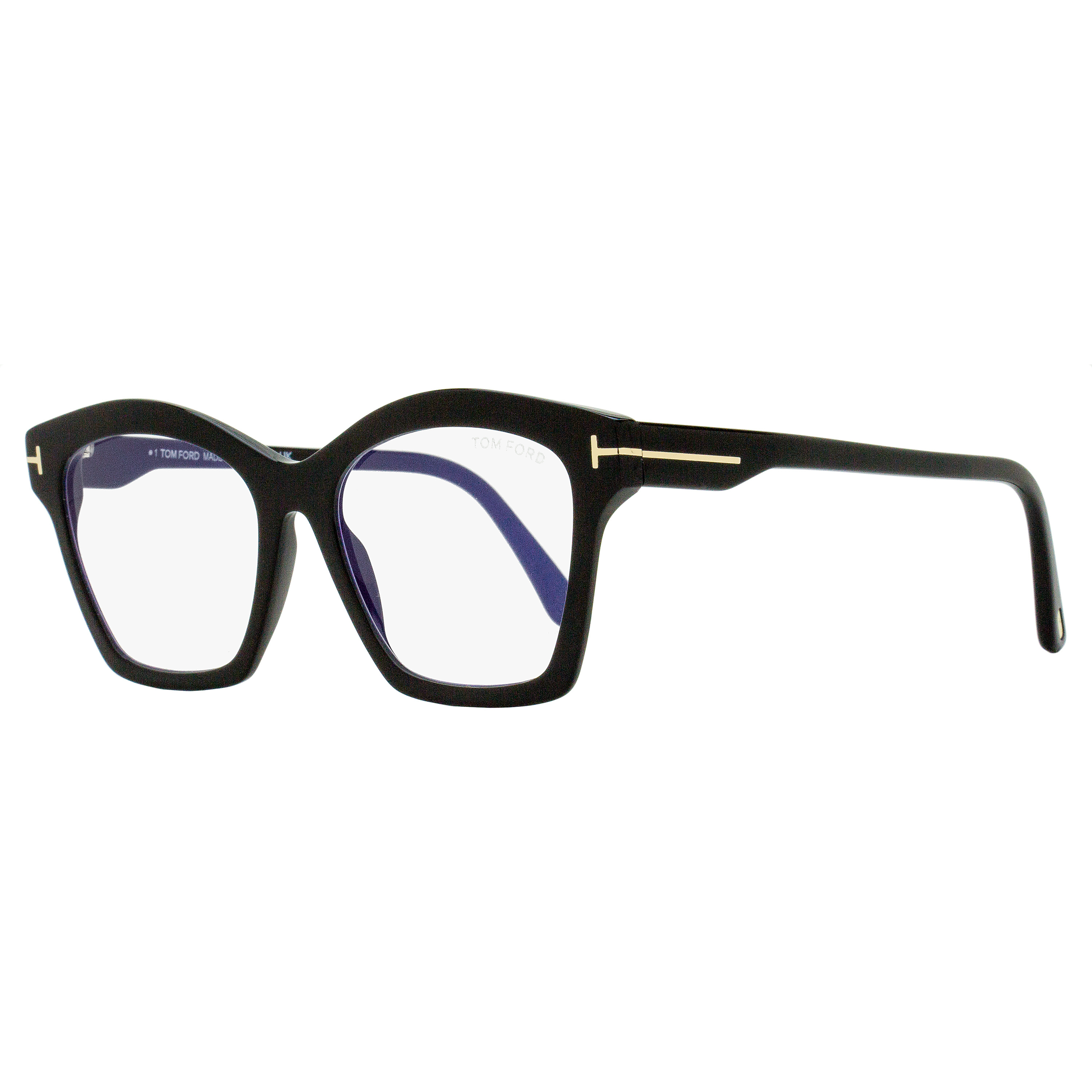 Tom Ford Square Blue Block Eyeglasses Tf5965b 001 Black 53mm Ft5965
